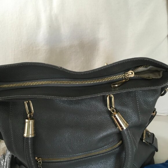 Kristen Bell for Erica Anenberg Gray Pebbled Leather Tote Boho W/ Dustbag - Picture 4 of 12